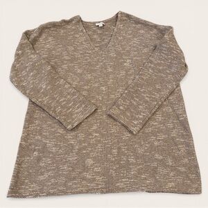Pure Jill By J Jill Space Dyed V Neck Knit Sweater Large Beige Cream